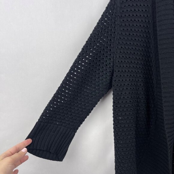 Converse One Star Black Open Knit Waterfall Cardigan Size X Large - Picture 4 of 14